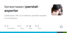 GitHub - kerwenwwer/pwrstat-exporter: Cyberpower UPS Linux daemon (pwrstat) exporter for prometheus